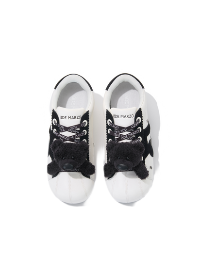 Sneakers basse chunky in suede con orso