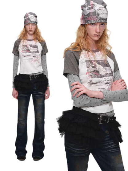 Graphic Color-Block Raglan T-Shirt
