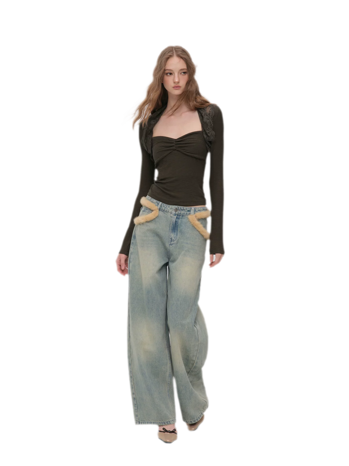 Ruched Lace Layered Top