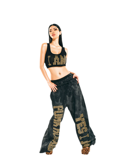 Camouflage Rhinestone Hoodie Sweatpants Set