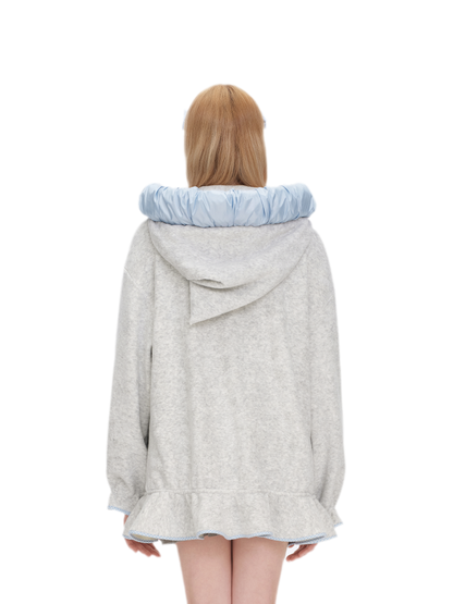 Plush Lace-Trimmed Bear Hoodie