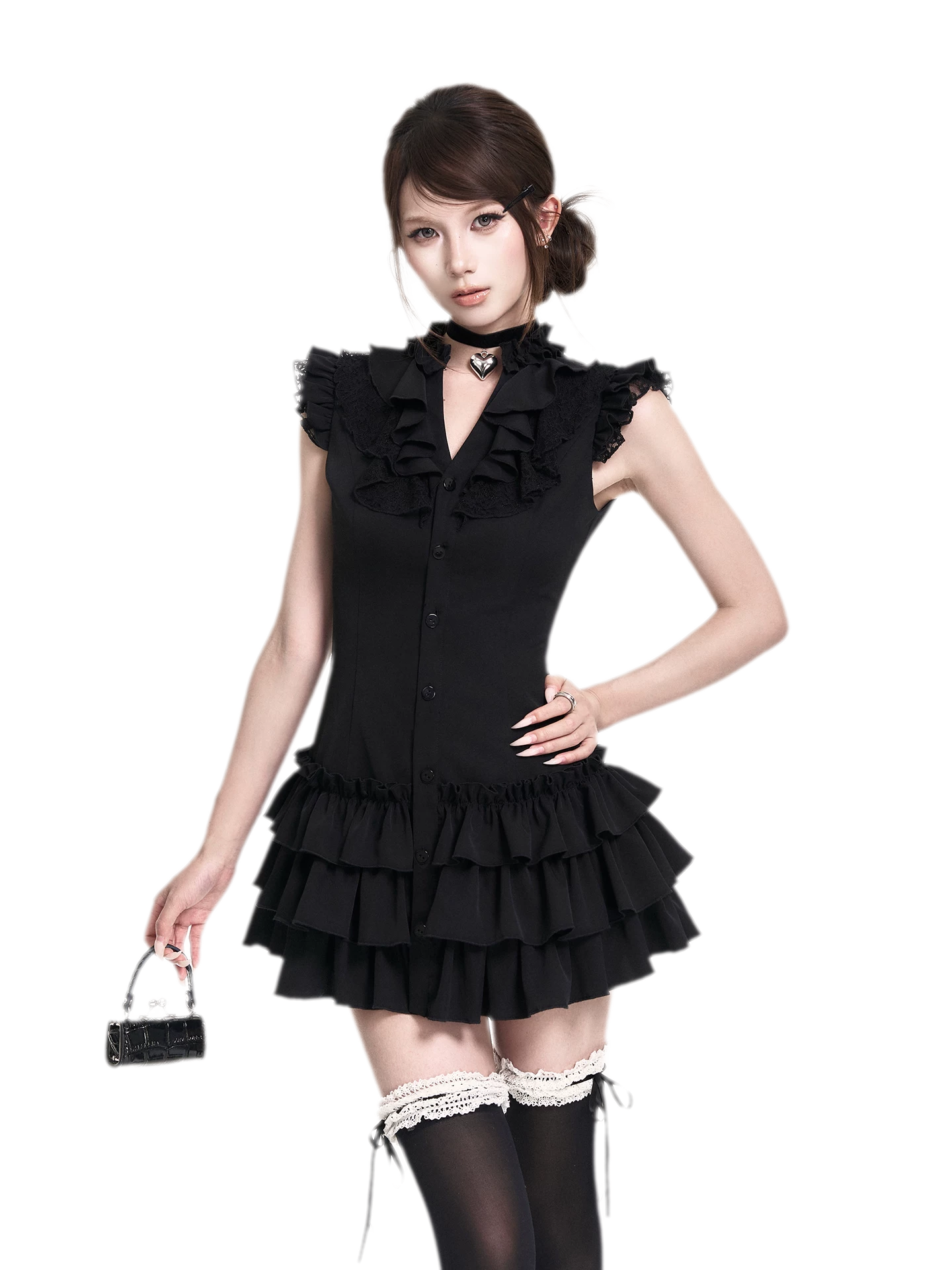 Lace Ruffle Dress Set