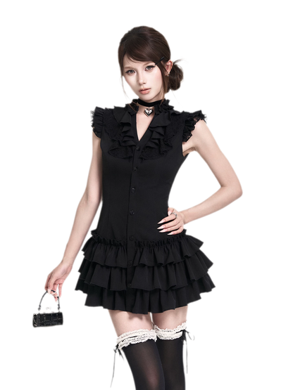 Lace Ruffle Dress Set