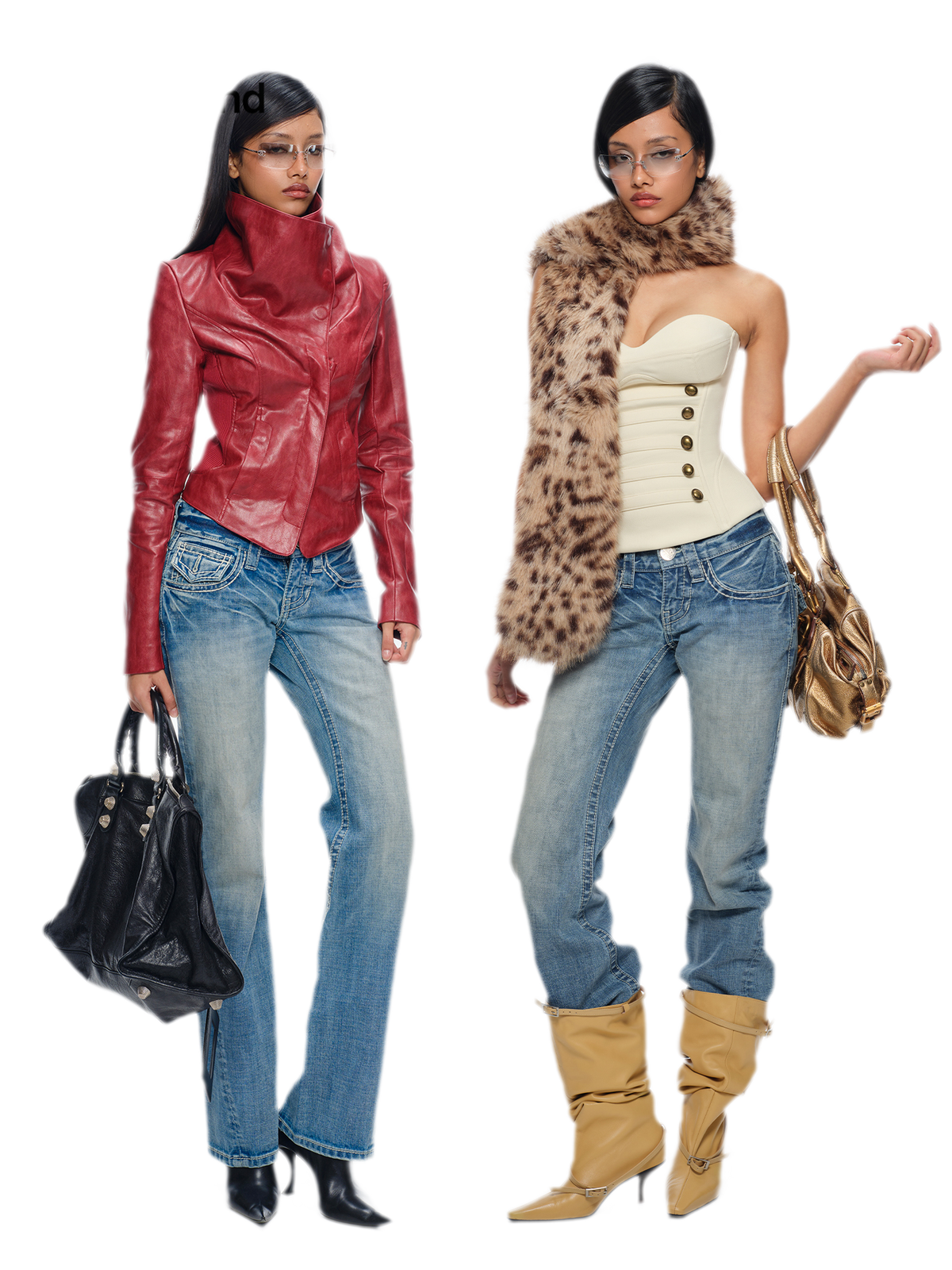Washed Low-Rise Flared Jeans