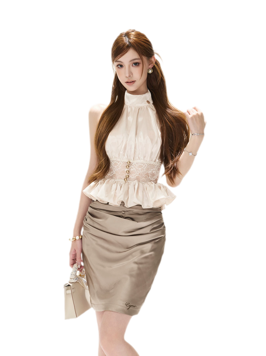 Draped Button Mini Skirt