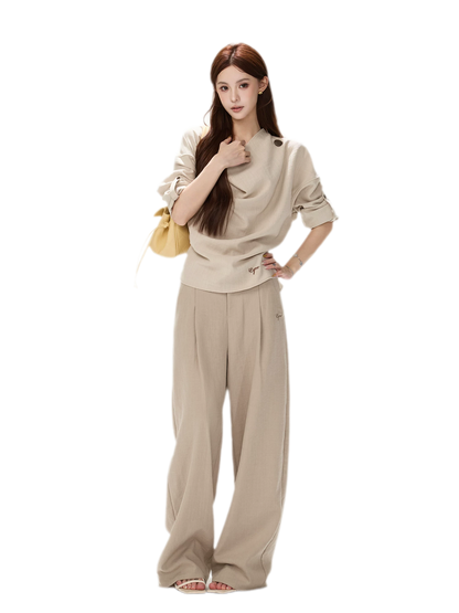 Textured Draped Oversized Shirt