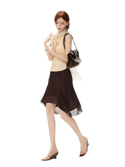 Drapey Asymmetrical Midi Skirt