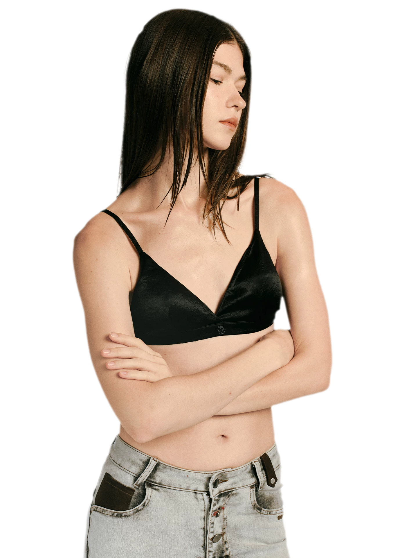Crinkled Acetate Triangle Bra