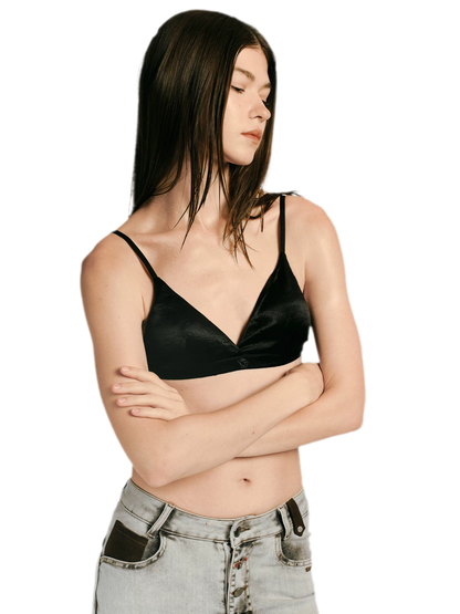 Crinkled Acetate Triangle Bra