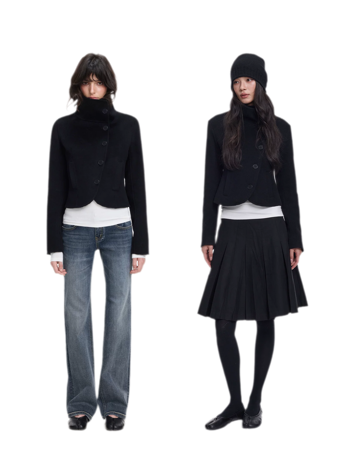Wool Asymmetric Cropped Coat