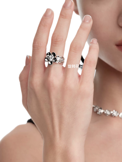 Platinum-Plated Floral Statement Ring