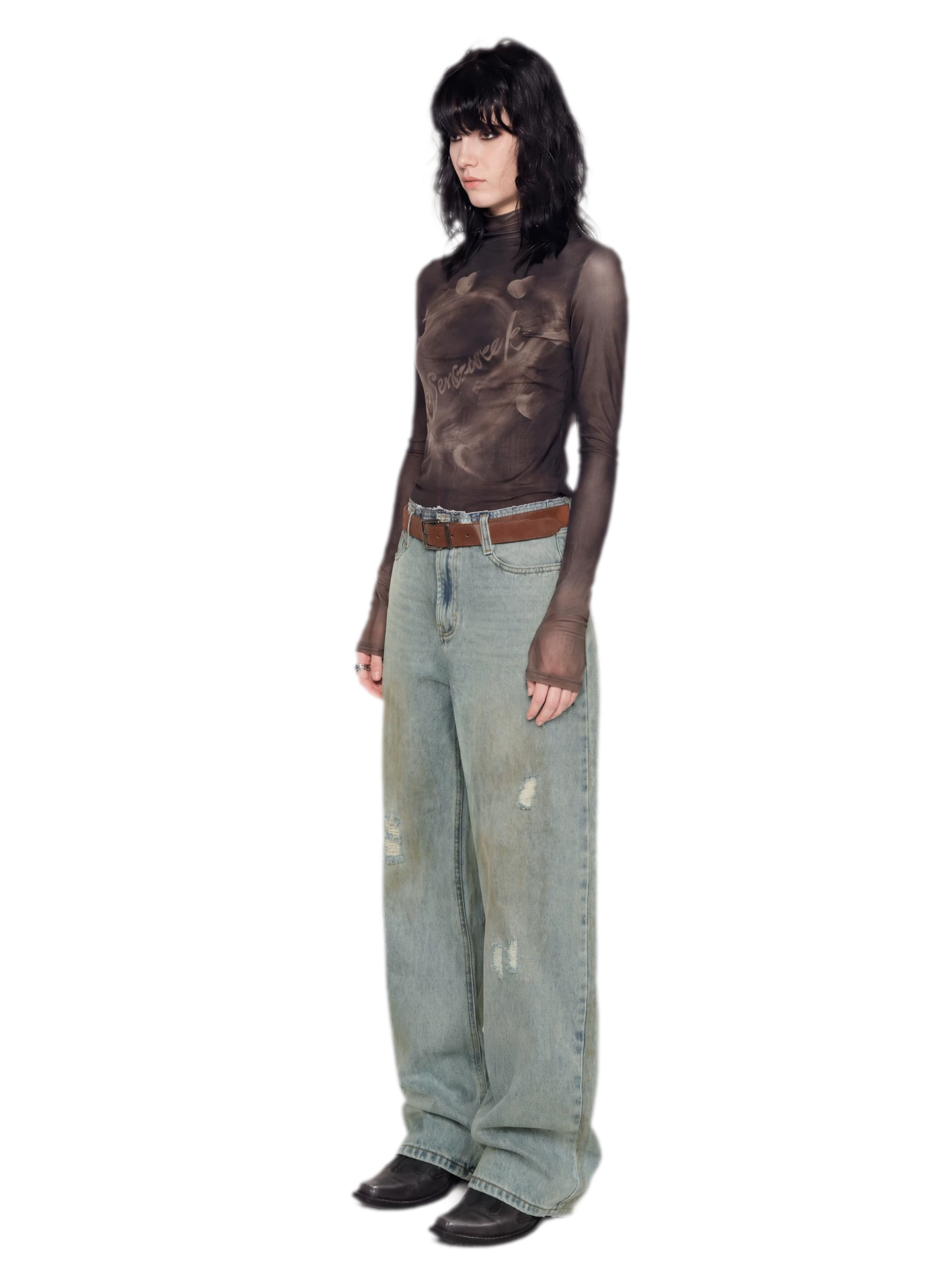Vintage Washed Wide-Leg Jeans