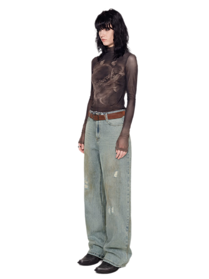 Vintage Washed Wide-Leg Jeans