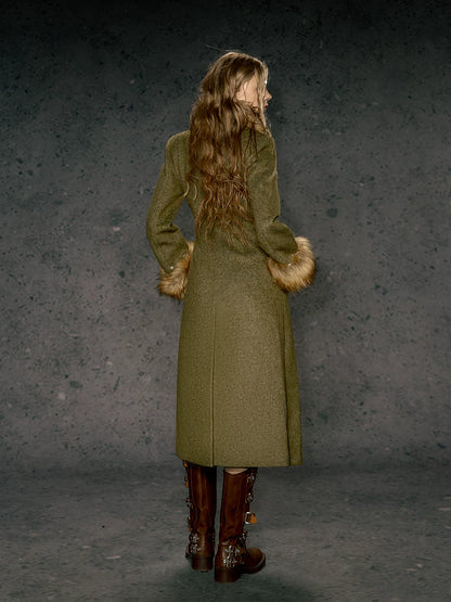 Faux Fur Collar Wool Coat