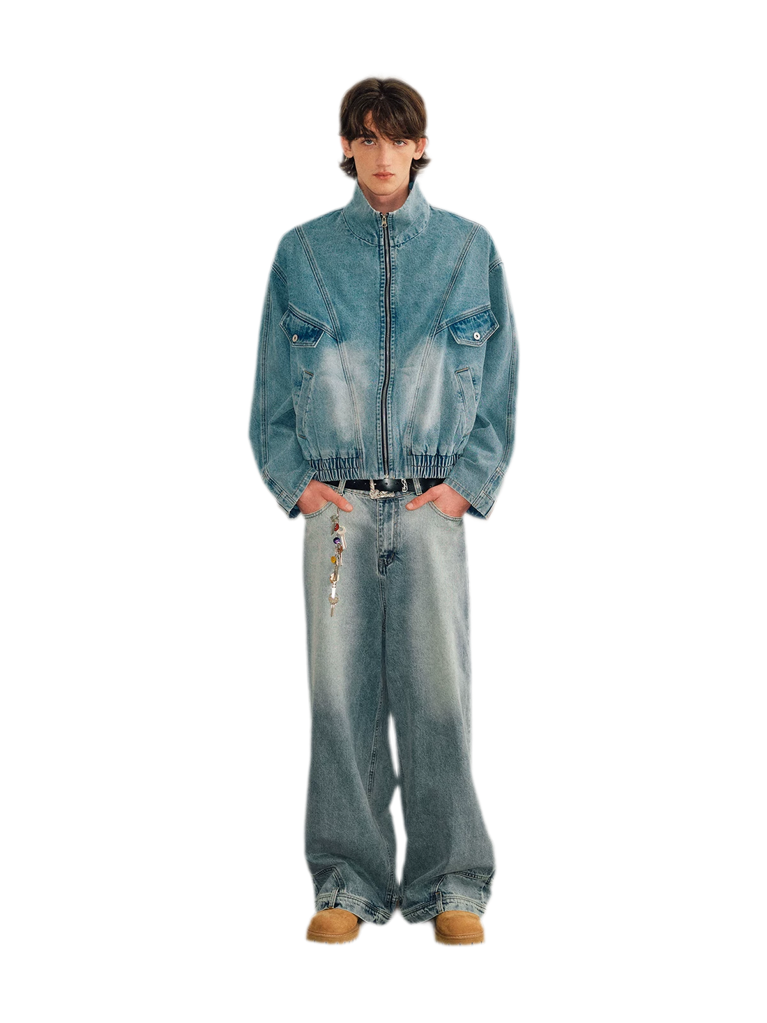 Washed Denim Wide-Leg Jeans