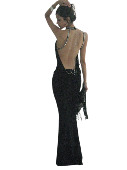 Maxikleid mit gedrehtem Neckholder und offenem Rücken
