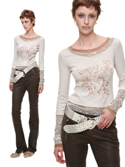 Washed Leather-Look Slim Pants