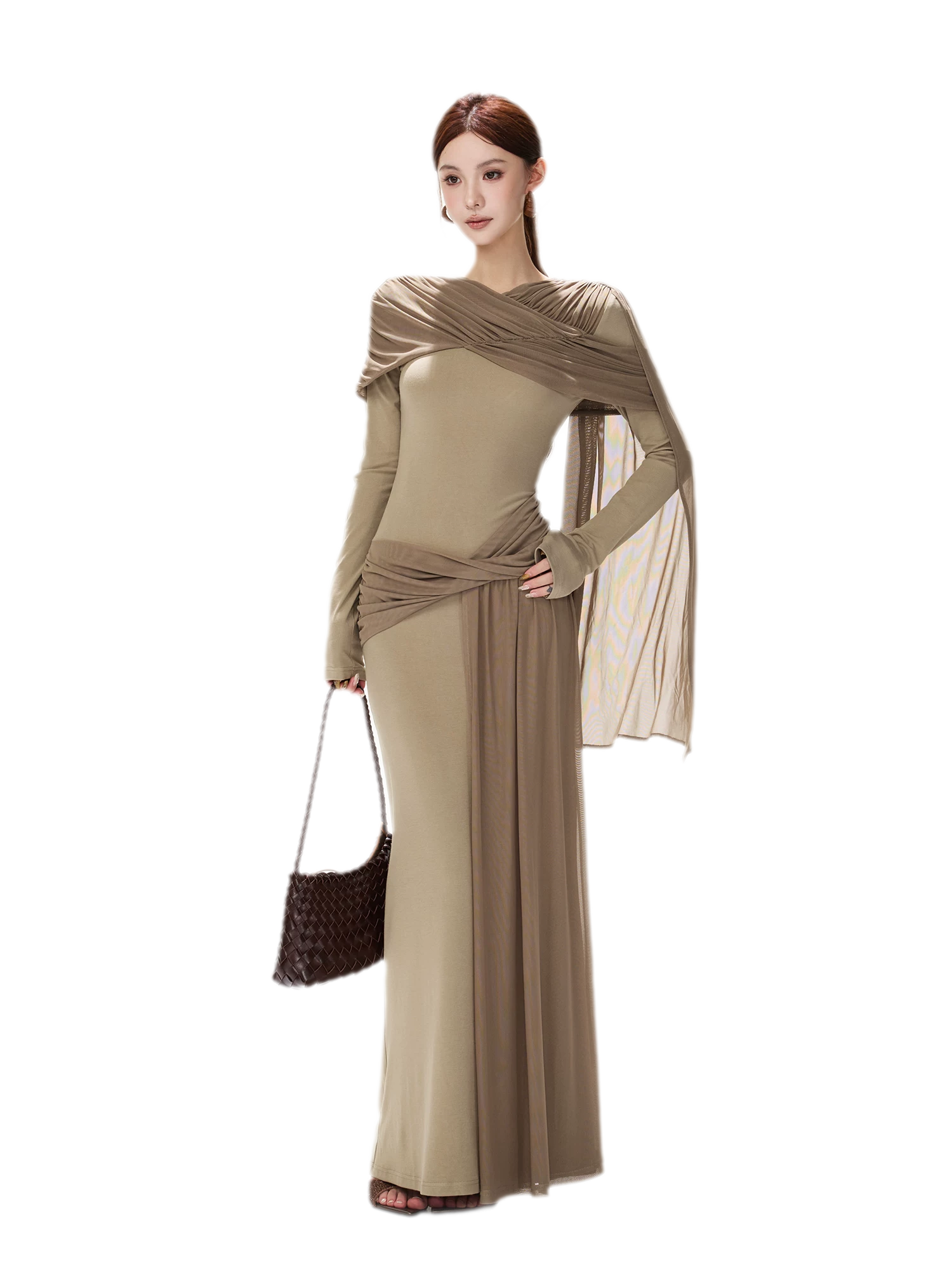 Contrast Sash Mermaid Knit Dress