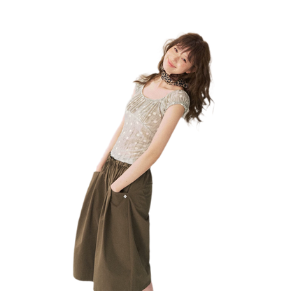 Polka Dot Ruched T-Shirt