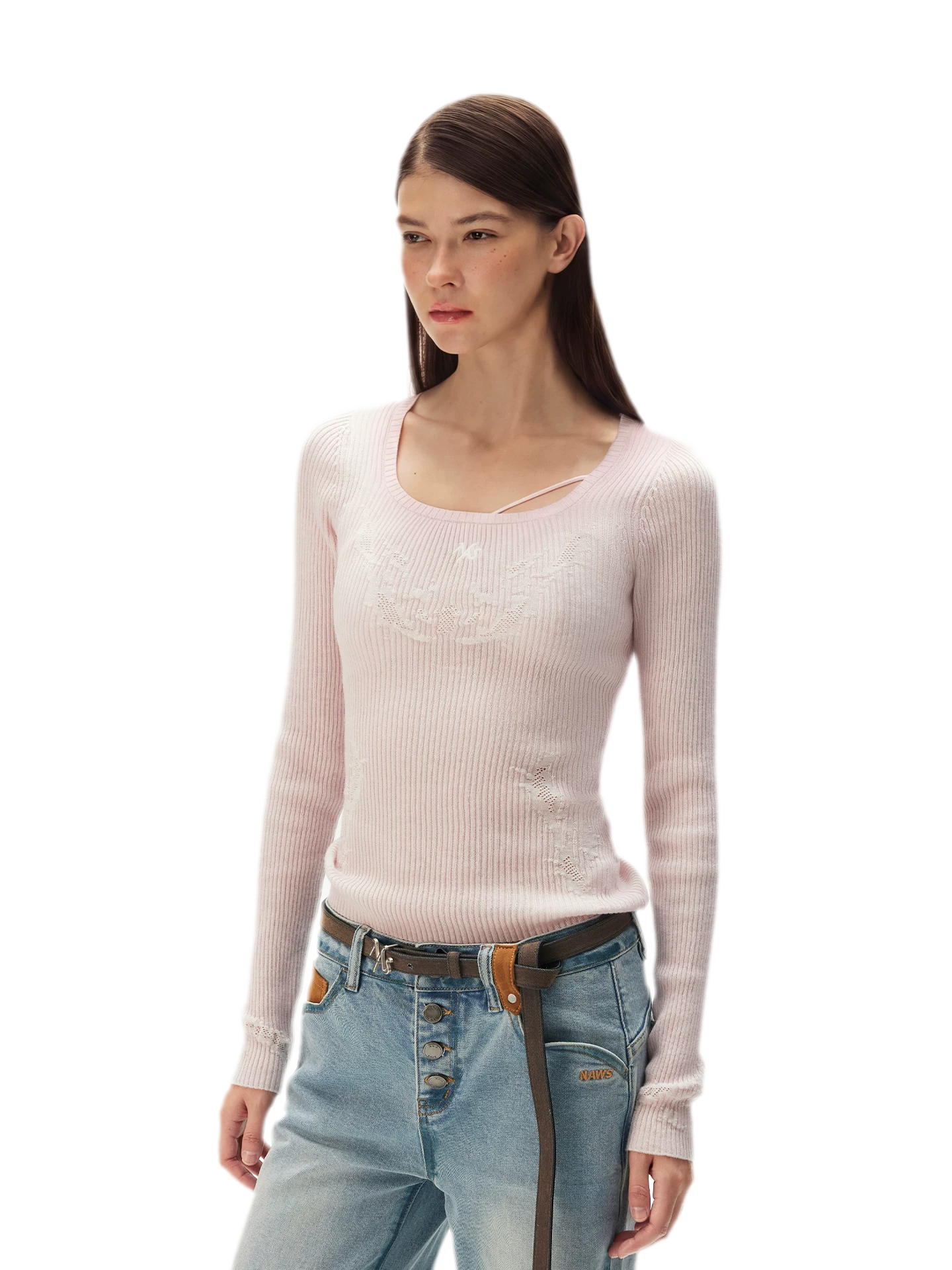 Wool Jacquard Slim-Fit Long-Sleeve Tee