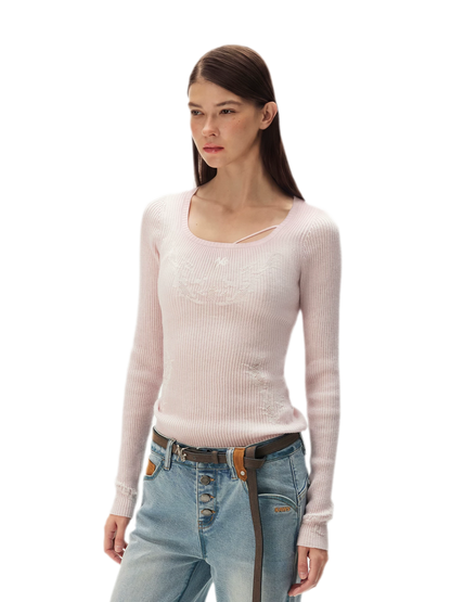 Wool Jacquard Slim-Fit Long-Sleeve Tee