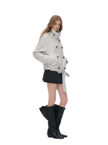 Brushed Wool Blend Short Coat