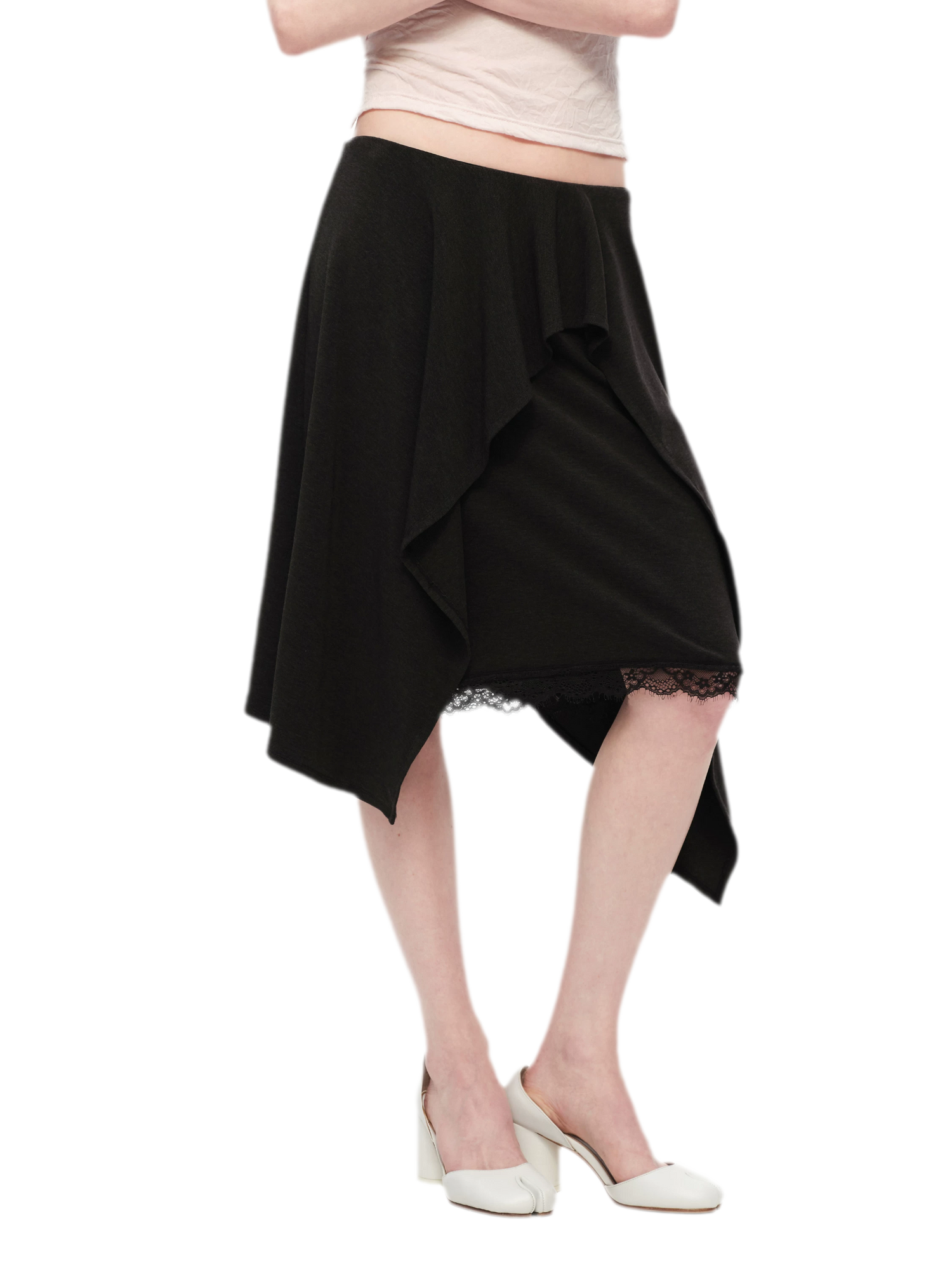 Lyocell Asymmetric Lace Skirt