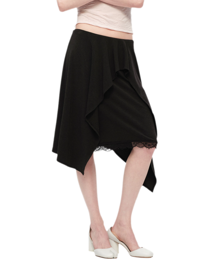 Lyocell Asymmetric Lace Skirt
