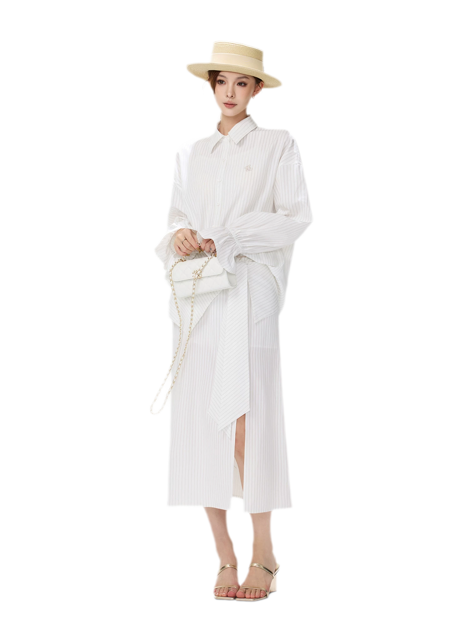 Striped Bow Tie Skirt Set