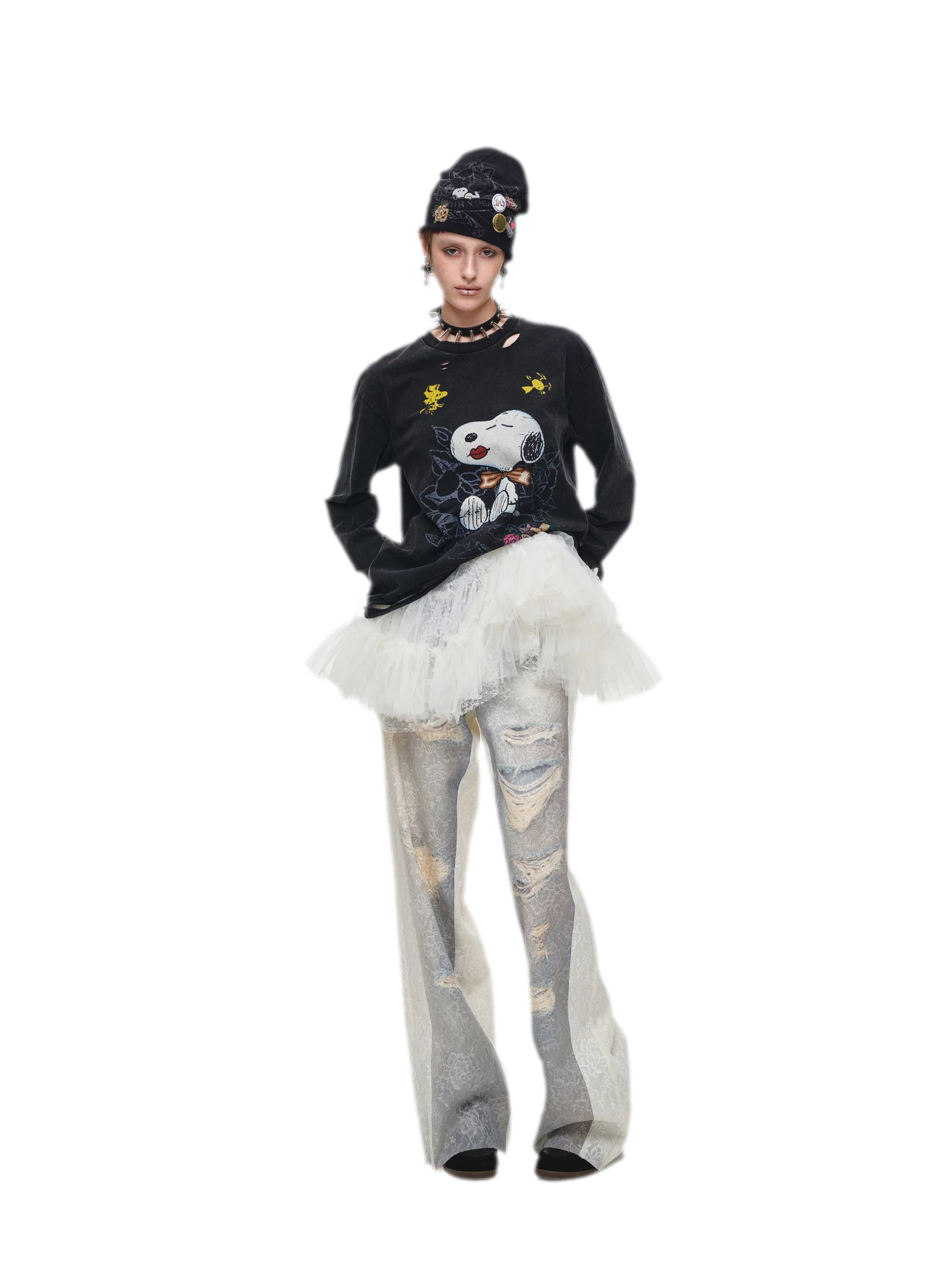 Washed Lace Straight Pants