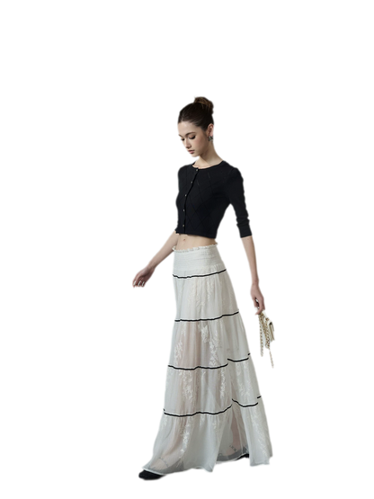 Tiered Lace Maxi Skirt
