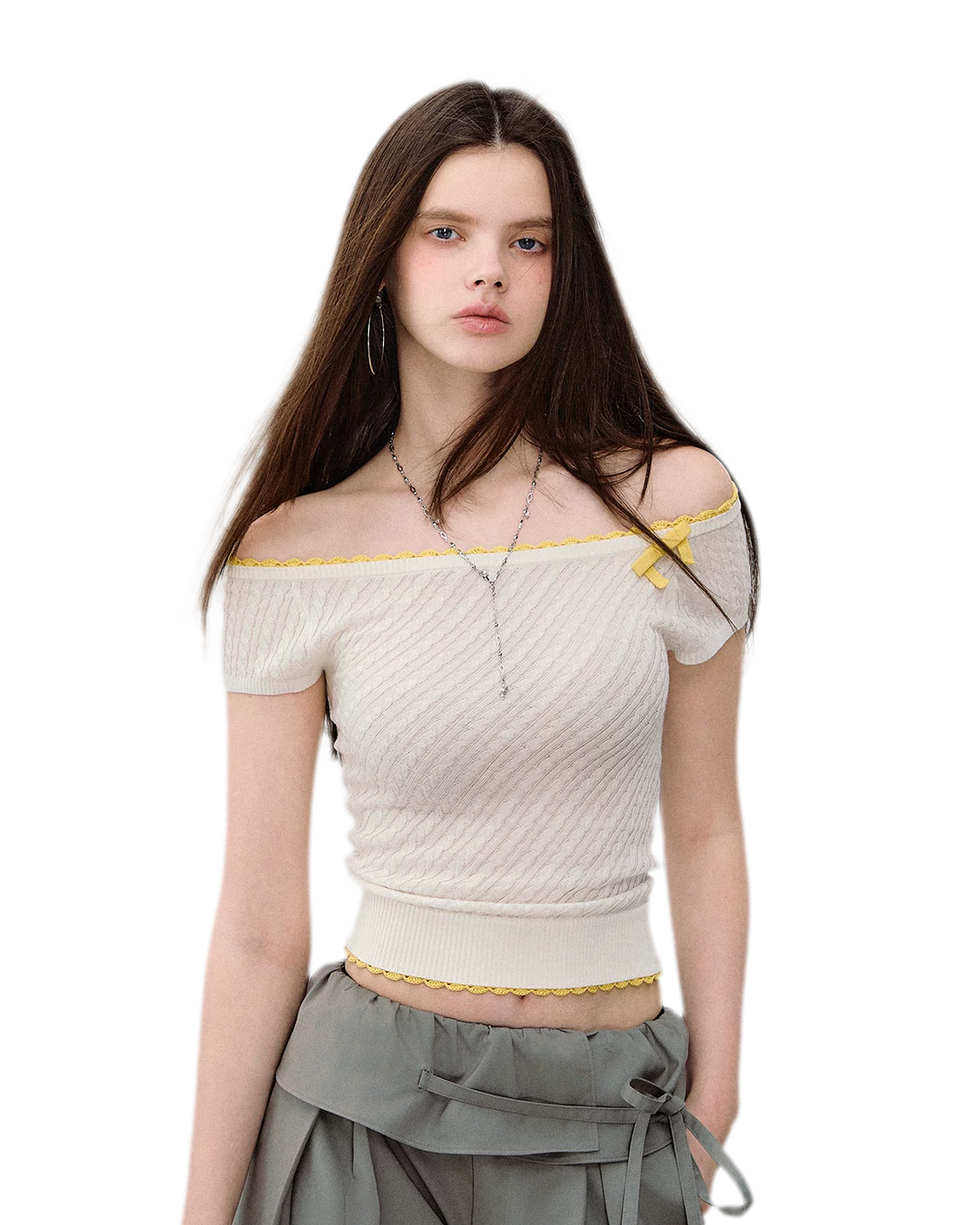 Off-Shoulder Knit Tee