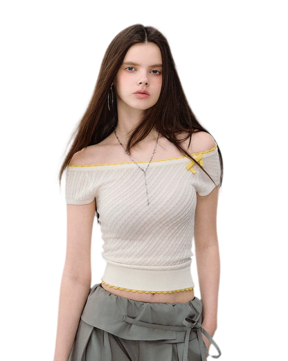 Off-Shoulder Knit Tee