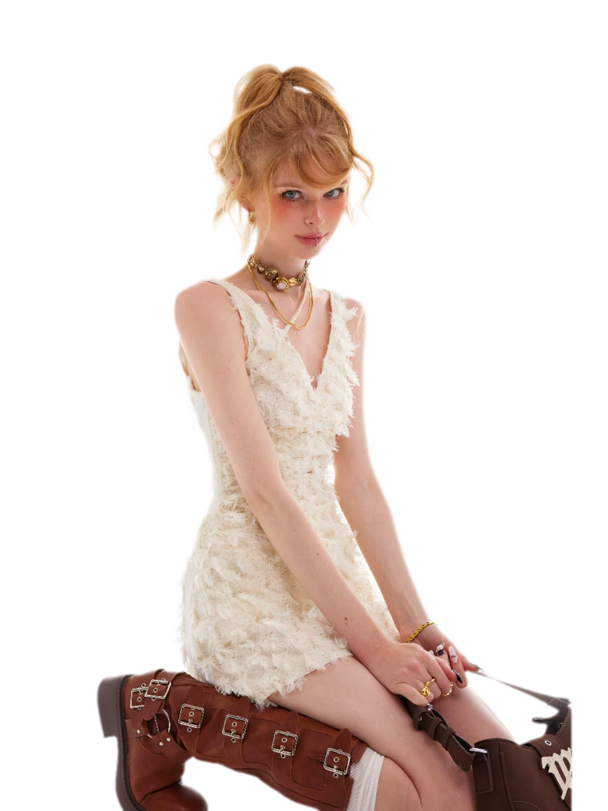 Feather Fringe Mini Dress