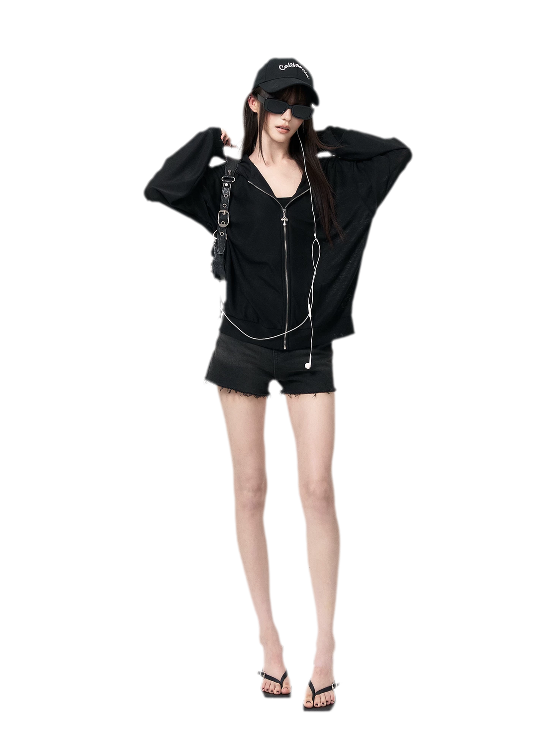 Sheer Angel-Wing Hooded Cardigan