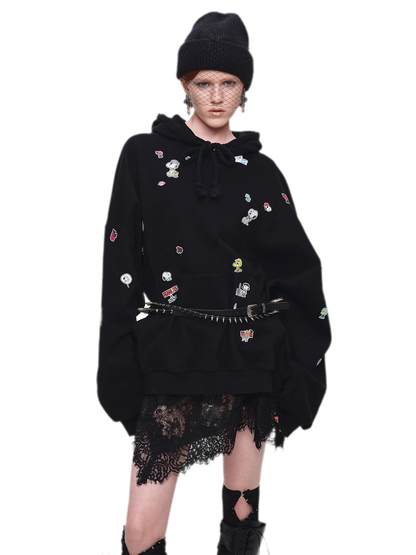 Brushed Oversized Graphic Hoodie