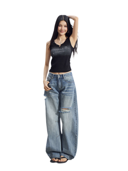 Rhinestone V-Neck Tank