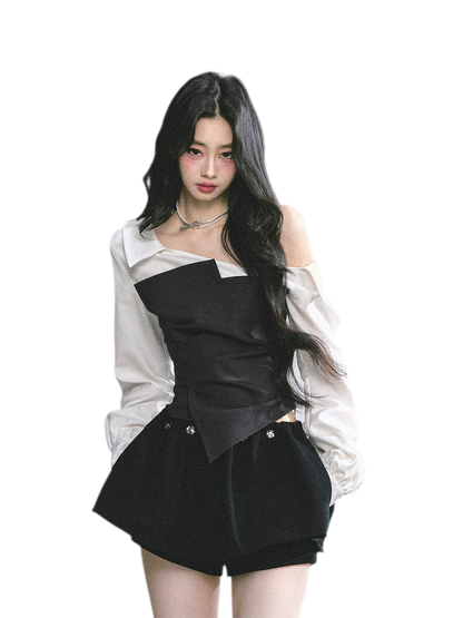 Chemise courte asymétrique