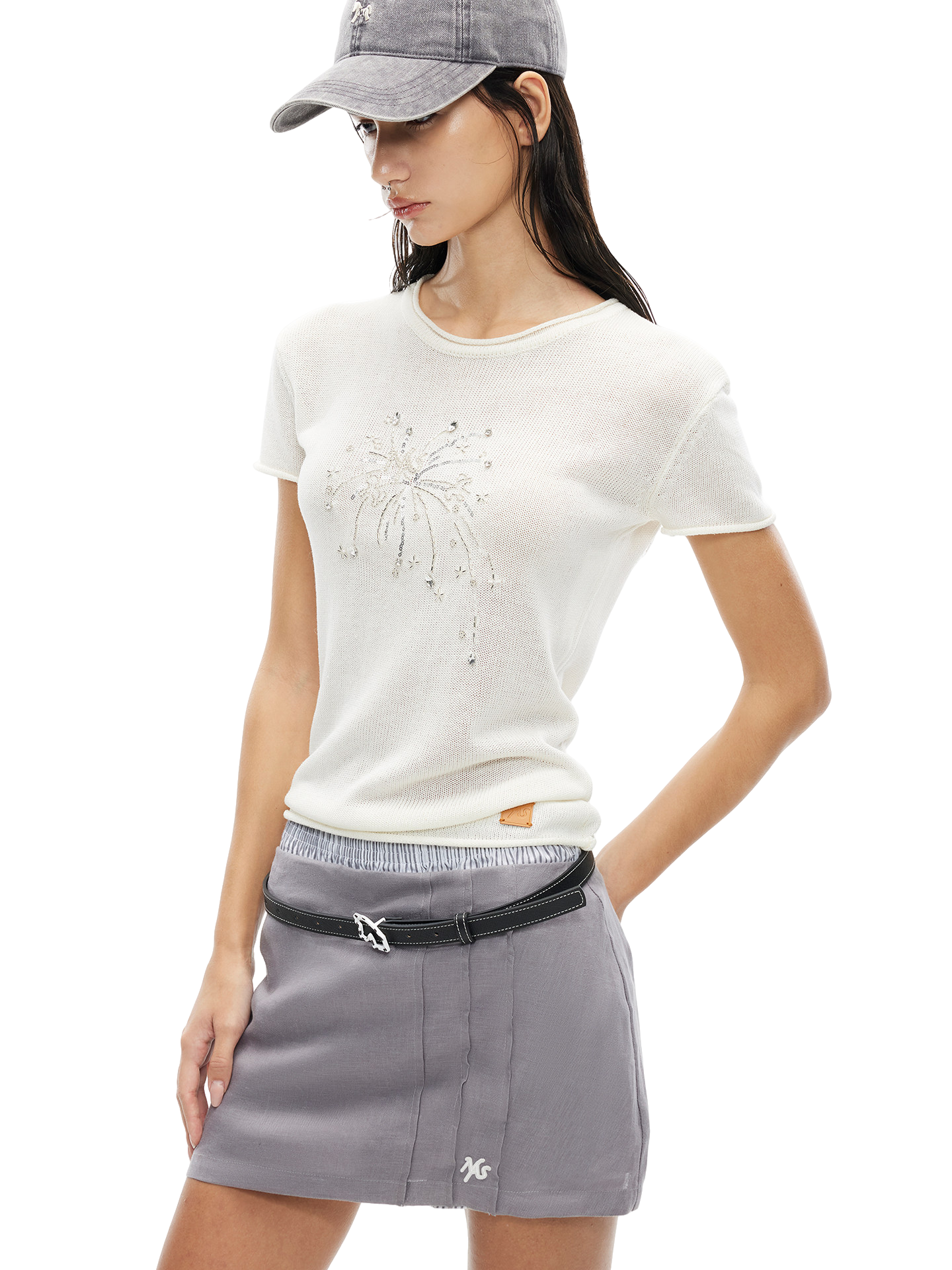 Firework Embroidered Silk Linen Tee