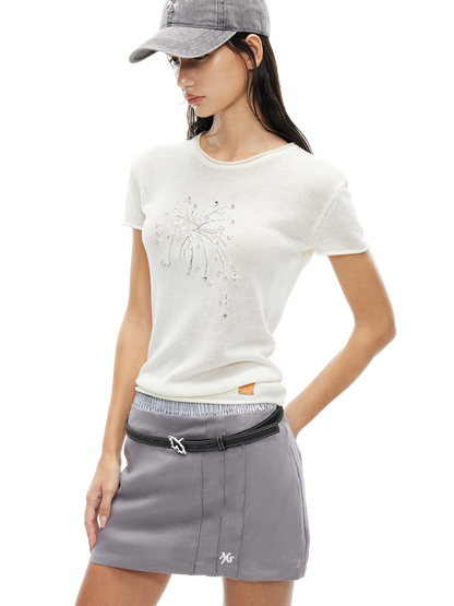 Firework Embroidered Silk Linen Tee