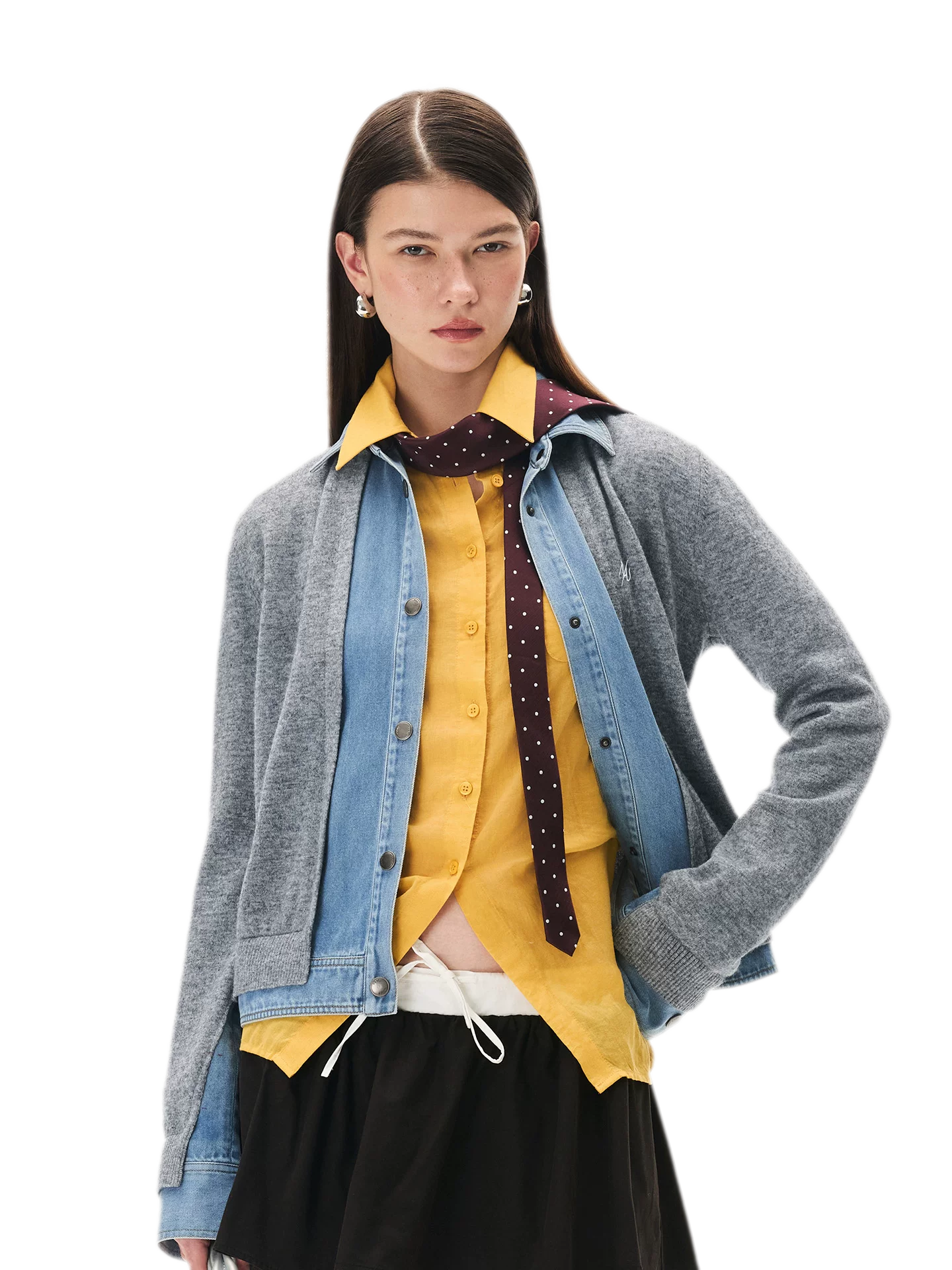 Wool Contrast Lapel Knit Cardigan