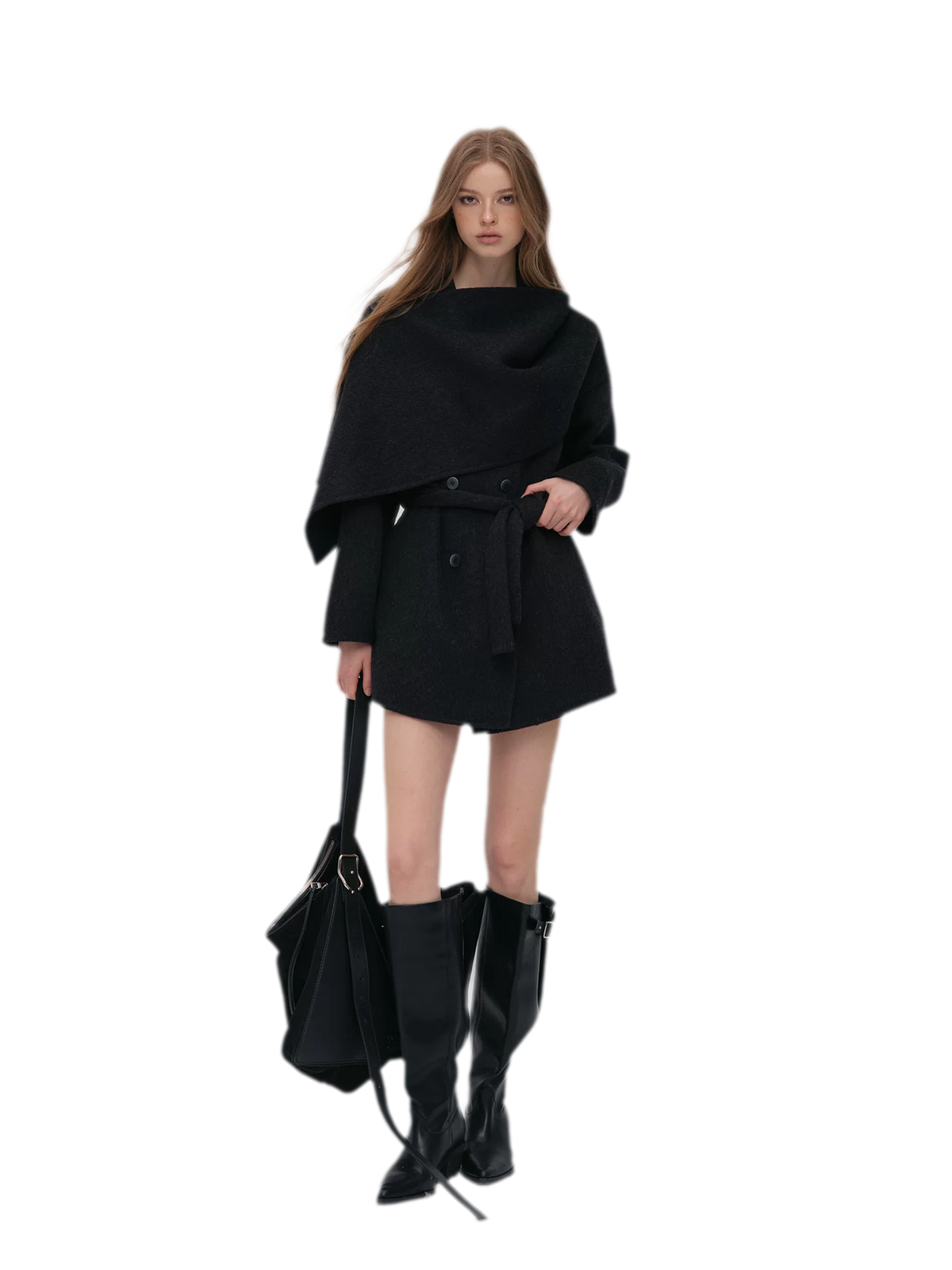 Double-Faced Wool Cape Coat