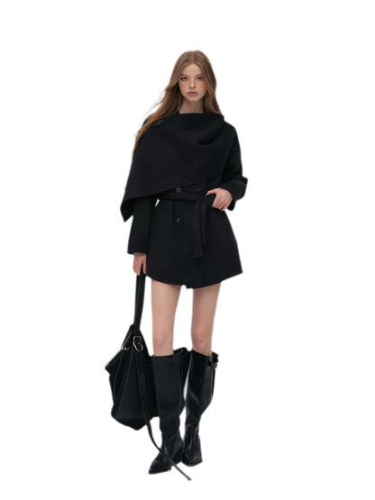 Double-Faced Wool Cape Coat