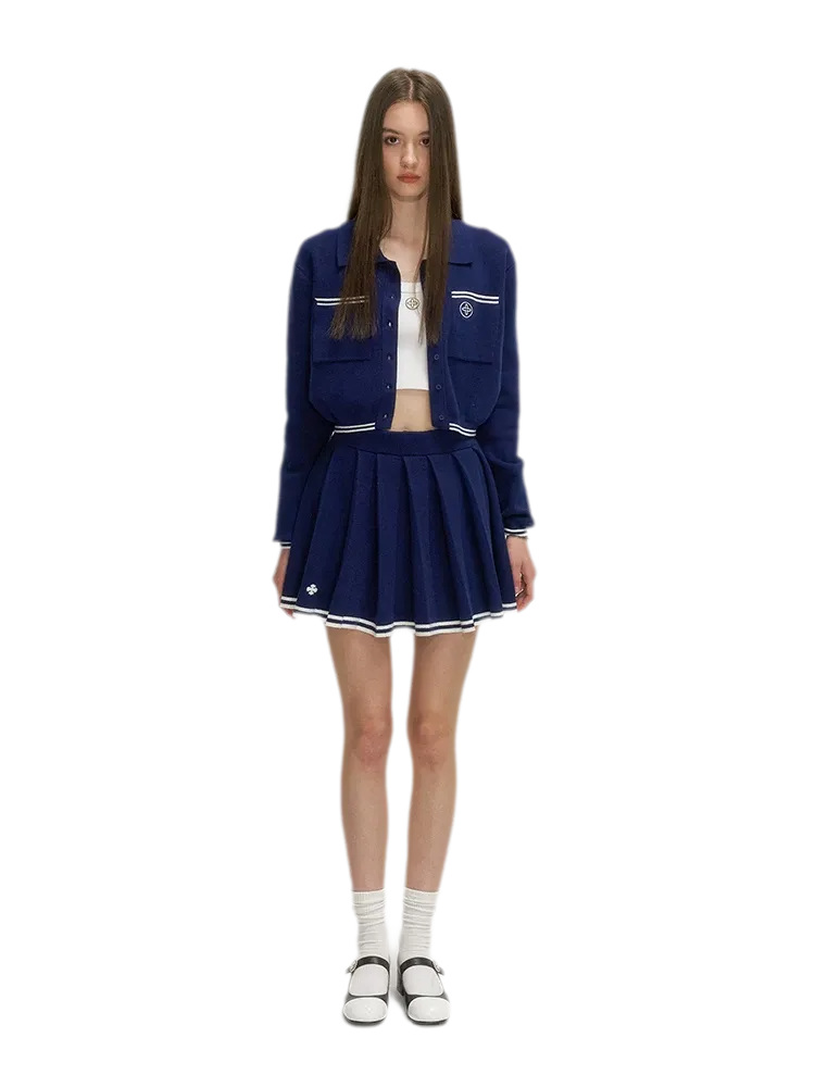 Contrast Stripe Knitted Cropped Jacket