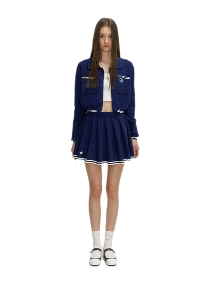 Contrast Stripe Knitted Cropped Jacket