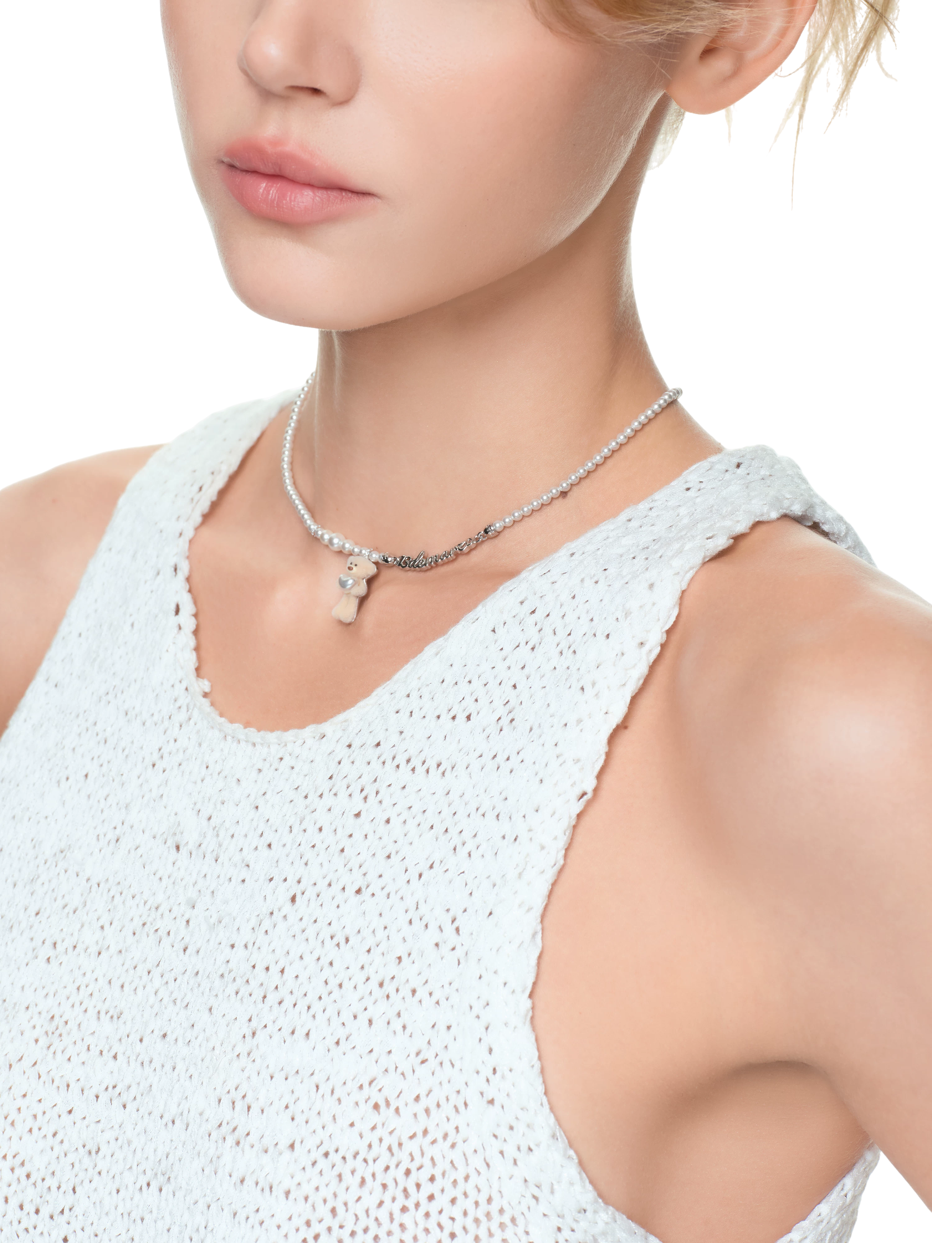 Bear Hug Pearl Heart Necklace