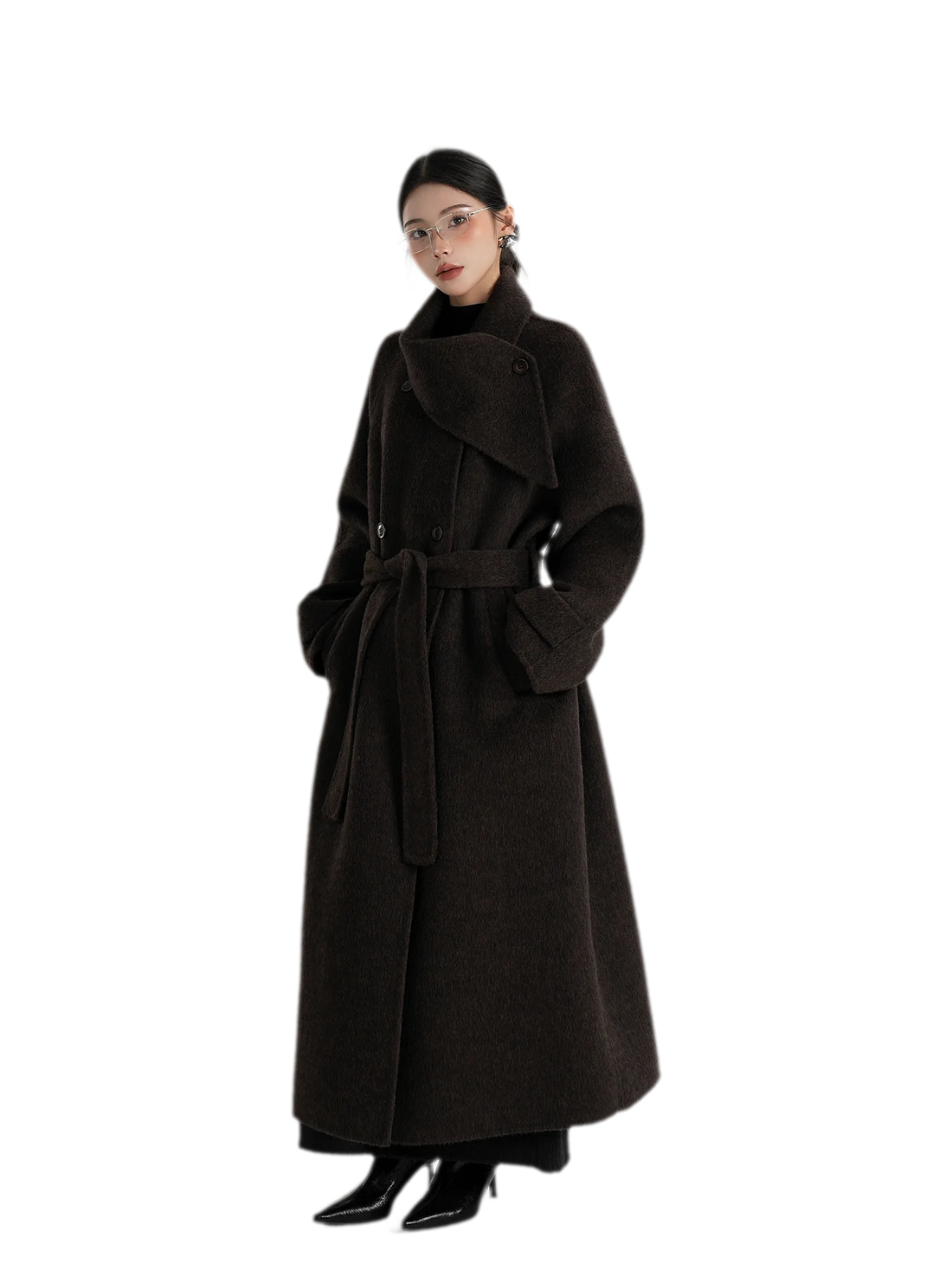 Handstitched Shawl Collar Wool Coat