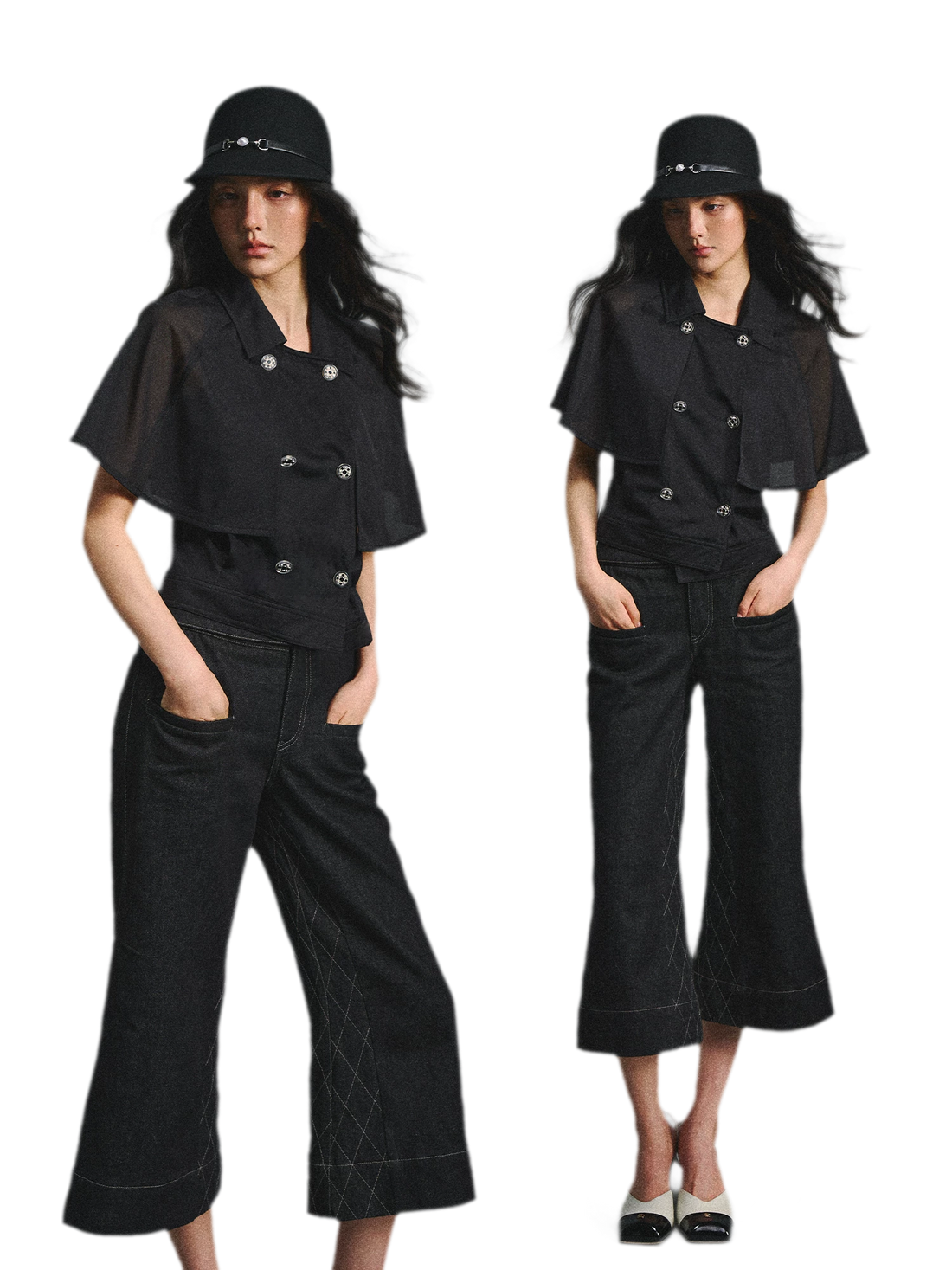 Detachable Cape Chiffon Blouse