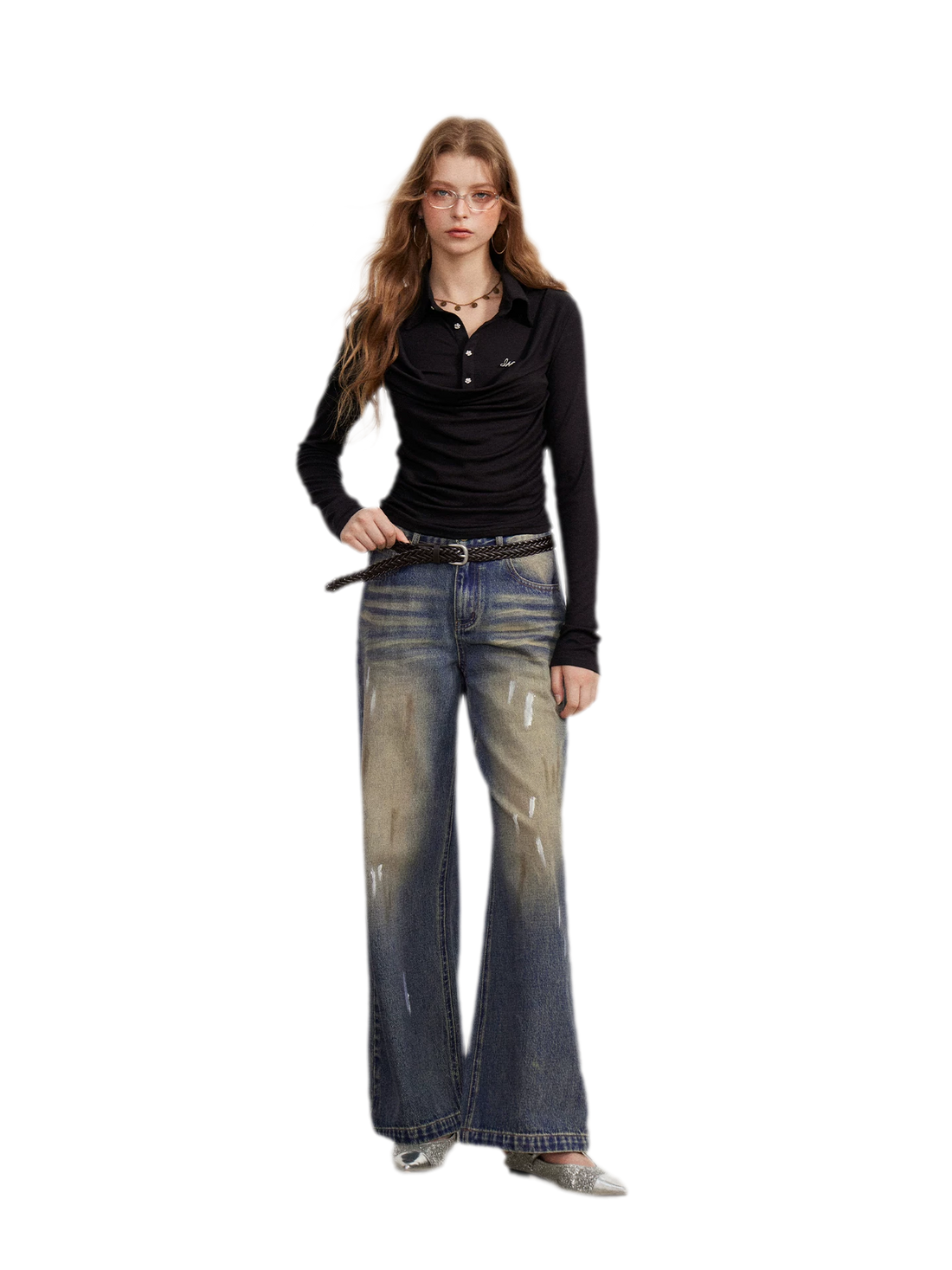 Ruched Layered Polo Top