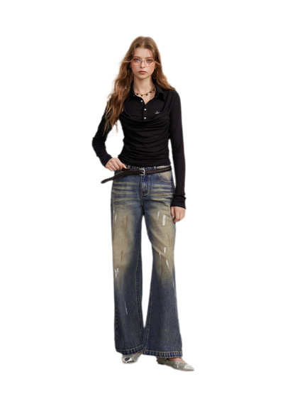 Ruched Layered Polo Top